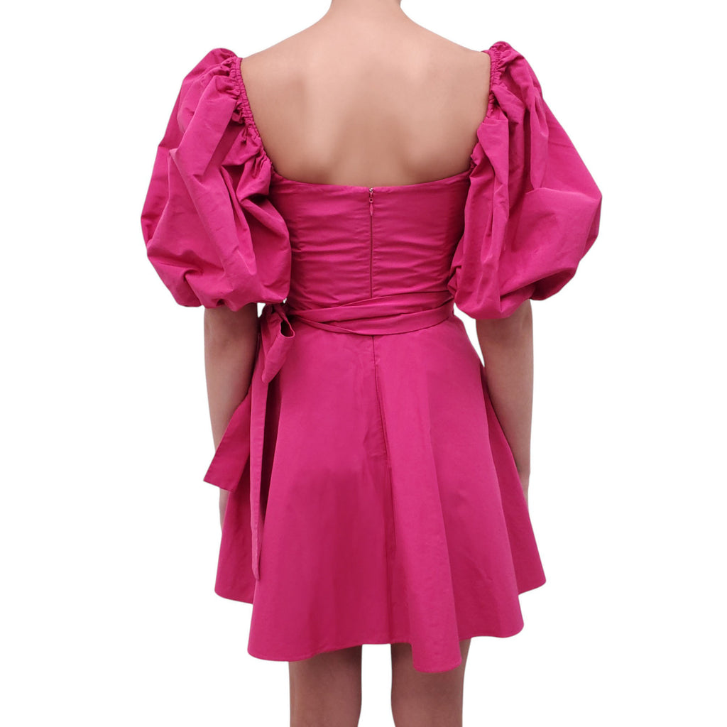 VALENTINO HOT PINK PUFF-SLEEVE MINI DRESS - SIZE 38