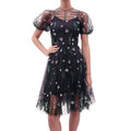 VALENTINO BLACK BEADED TULLE MINI DRESS - SIZE 40