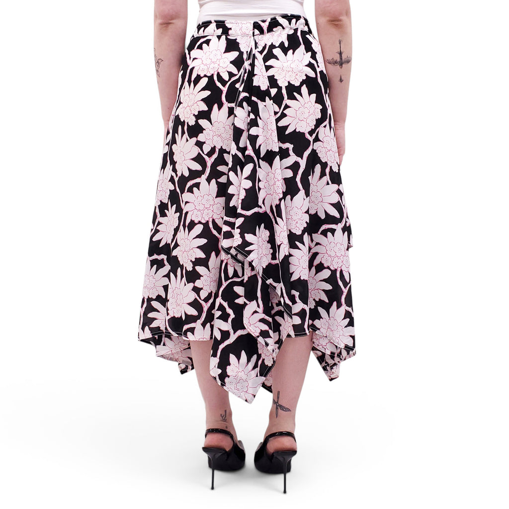 VALENTINO FLORAL PATTERNED PLEATED SILK SKIRT - SIZE 46