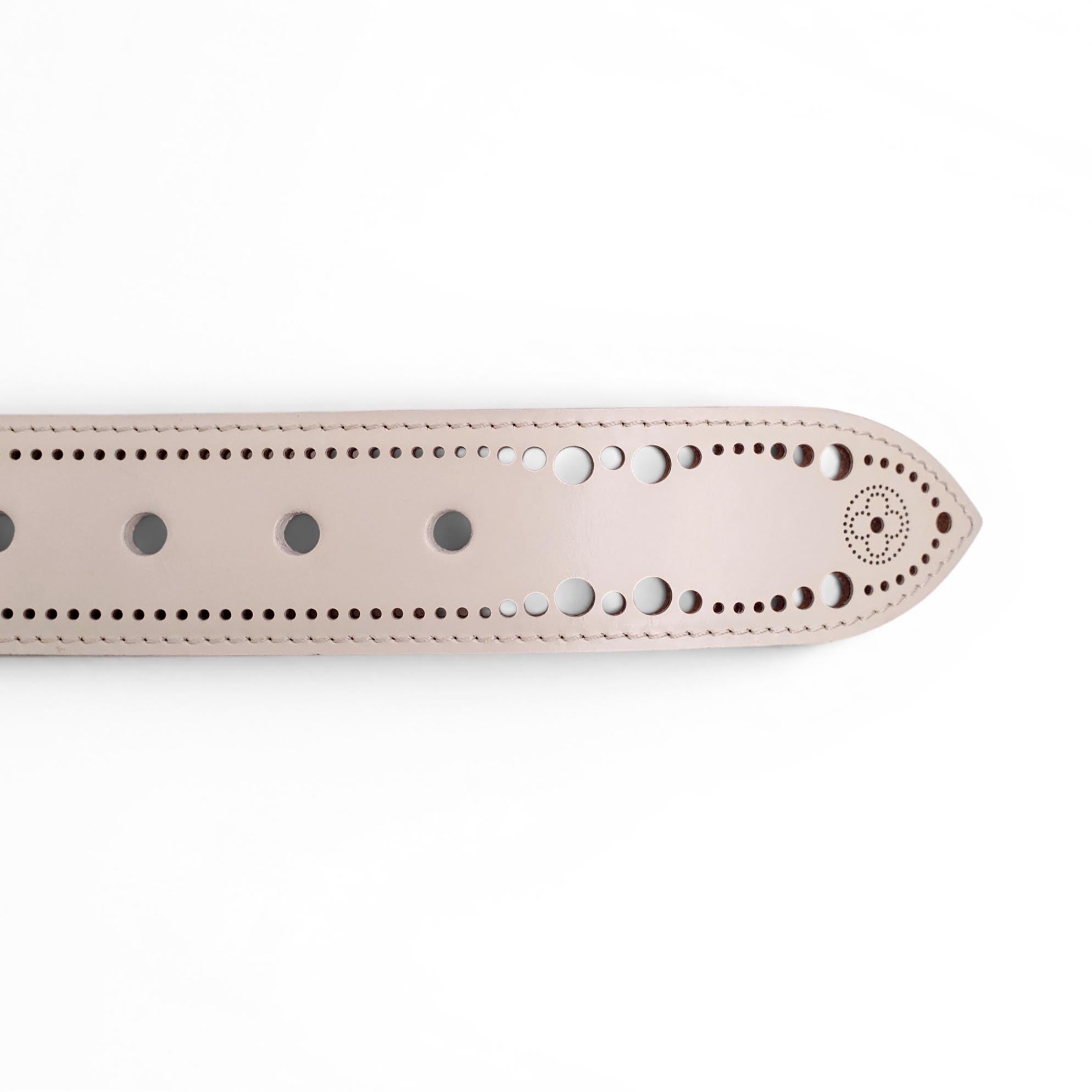 LOUIS VUITTON CREAM LOGO LAZER CUT BELT - SIZE 85