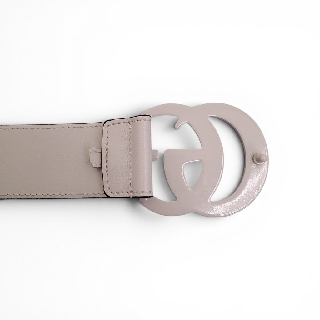GUCCI CREAM MARMONT LOGO BELT - SIZE 80