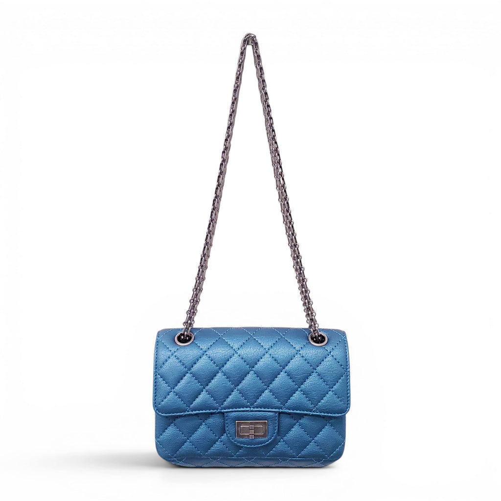CHANEL BLUE METALLIC RE-ISSUE BAG