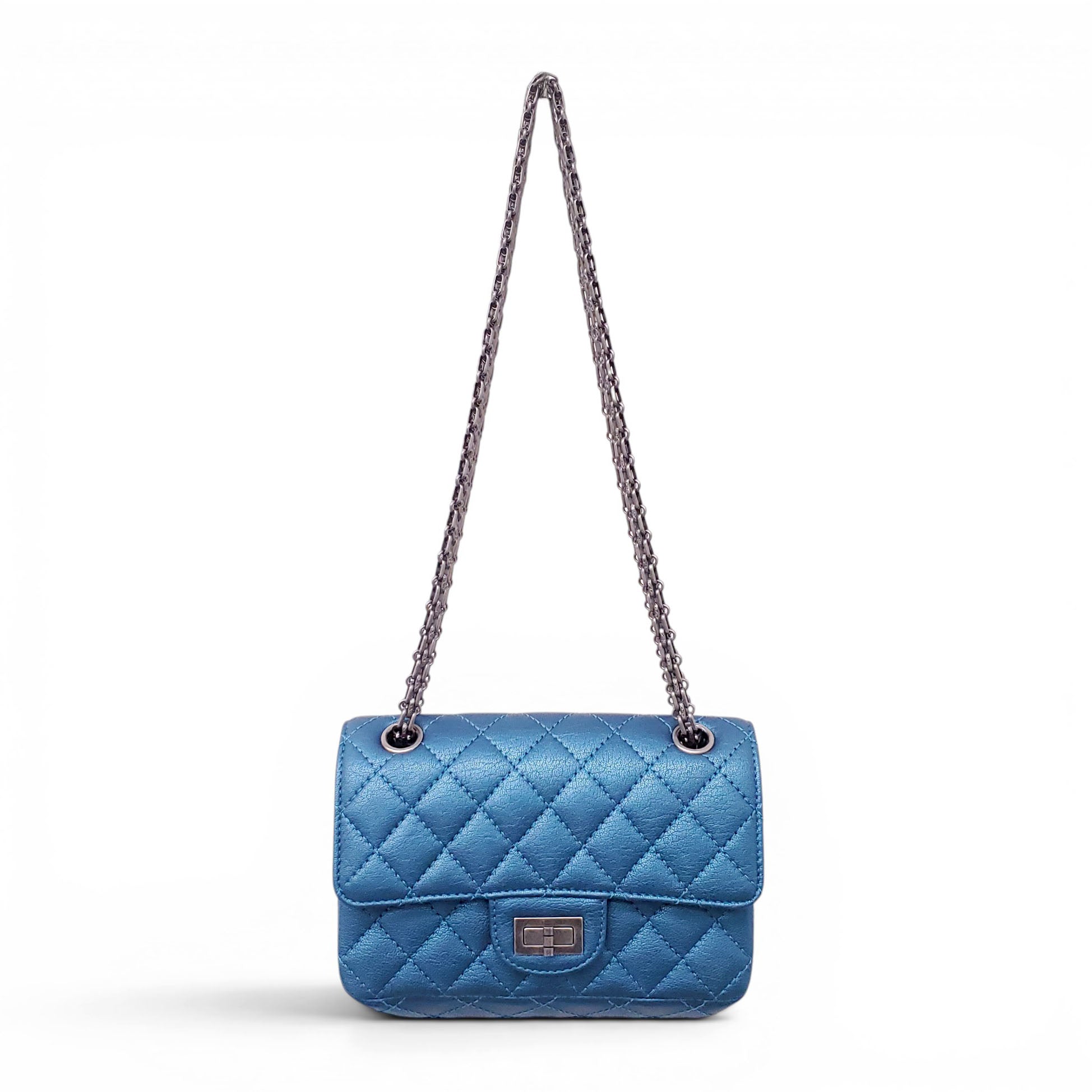 CHANEL BLUE METALLIC RE-ISSUE BAG