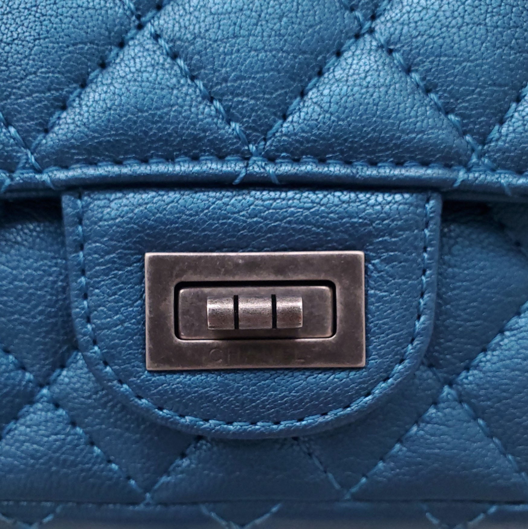 CHANEL BLUE METALLIC RE-ISSUE BAG