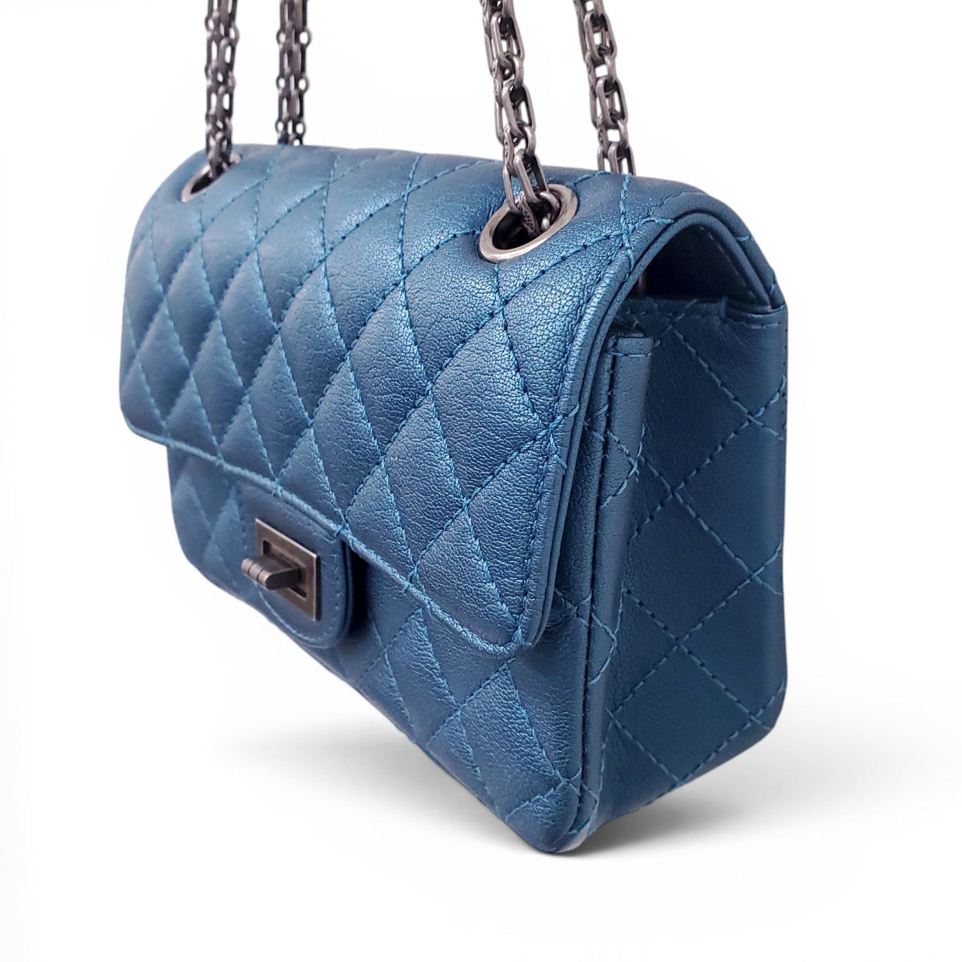CHANEL BLUE METALLIC RE-ISSUE BAG