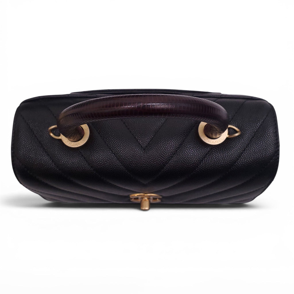 CHANEL BLACK LIZARD HANDLE COCO BAG