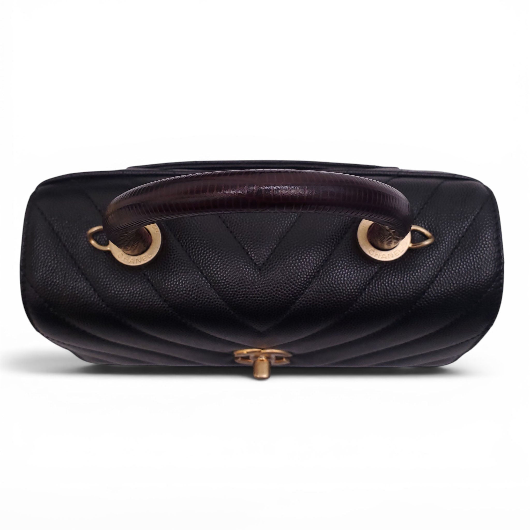 CHANEL BLACK LIZARD HANDLE COCO BAG
