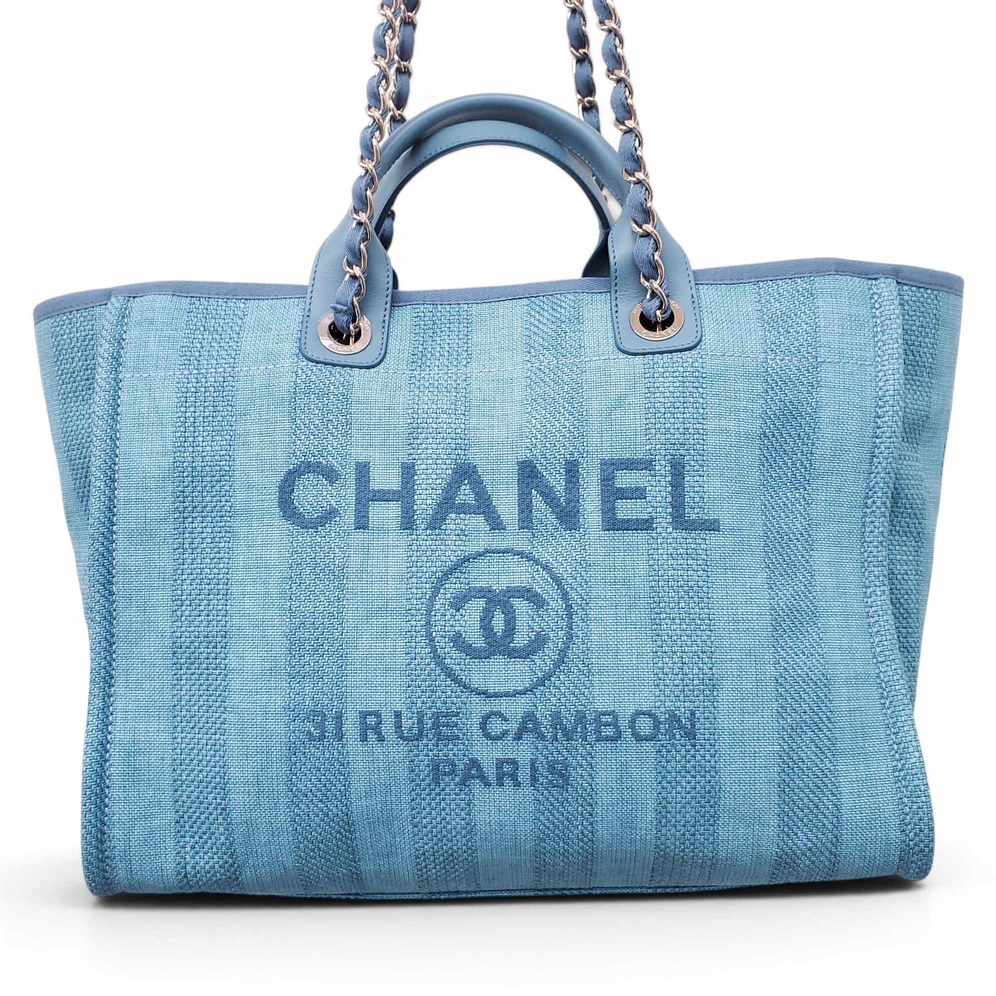 CHANEL TURQUOISE DEAUVILLE TOTE BAG