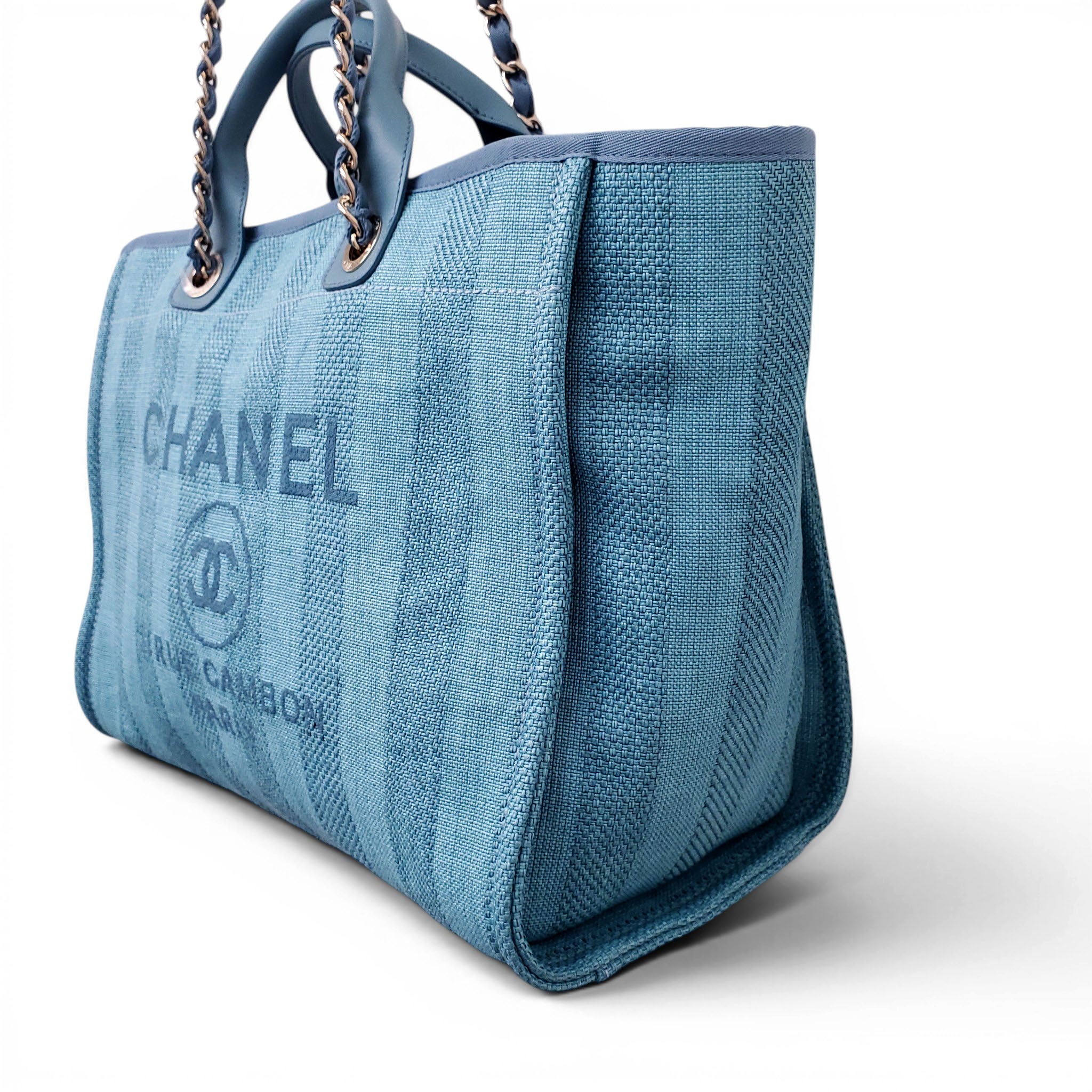 CHANEL TURQUOISE DEAUVILLE TOTE BAG