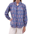 ALIX OF BOHEMIA BLUE FLORAL EMBROIDERED BLOUSE - SIZE O/S