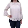 ULLA JOHNSON WHITE COTTON BLOUSE WITH EYELET DETAIL - SIZE 8