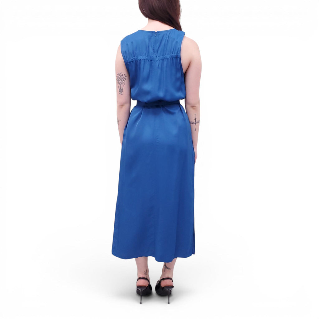 HELMUT LANG BLUE DRESS WITH TIE BELT - SIZE 10