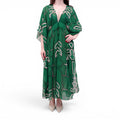 JOHANNA ORTIZ GREEN PATTERNED KAFTAN - SIZE 6
