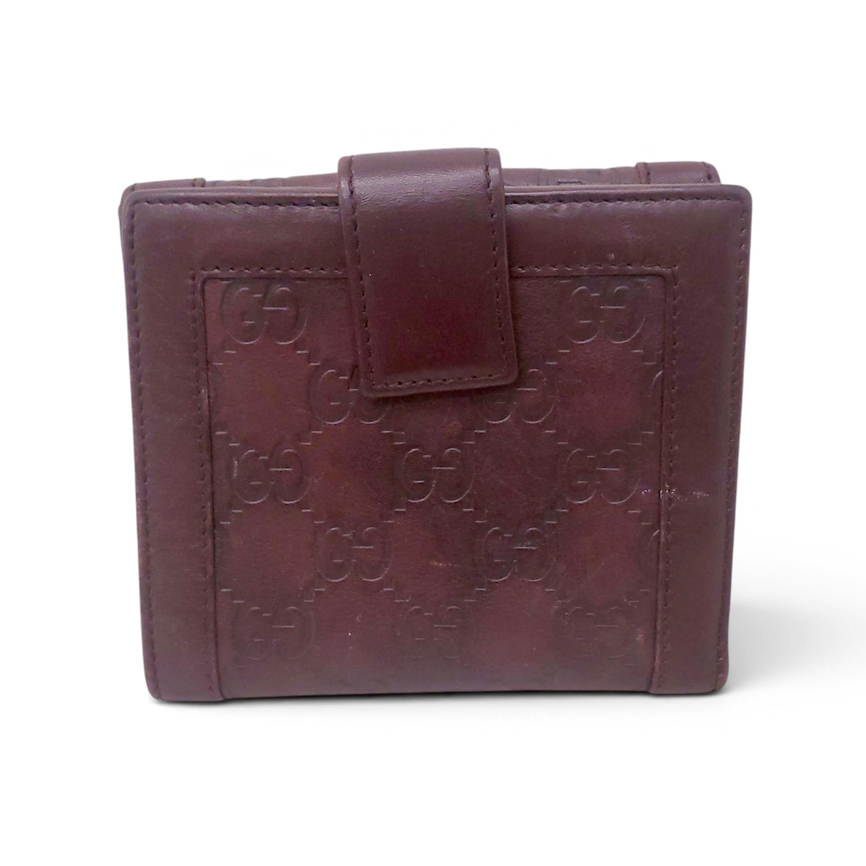 GUCCI BROWN LEATHER MONOGRAM EMBOSSED WALLET