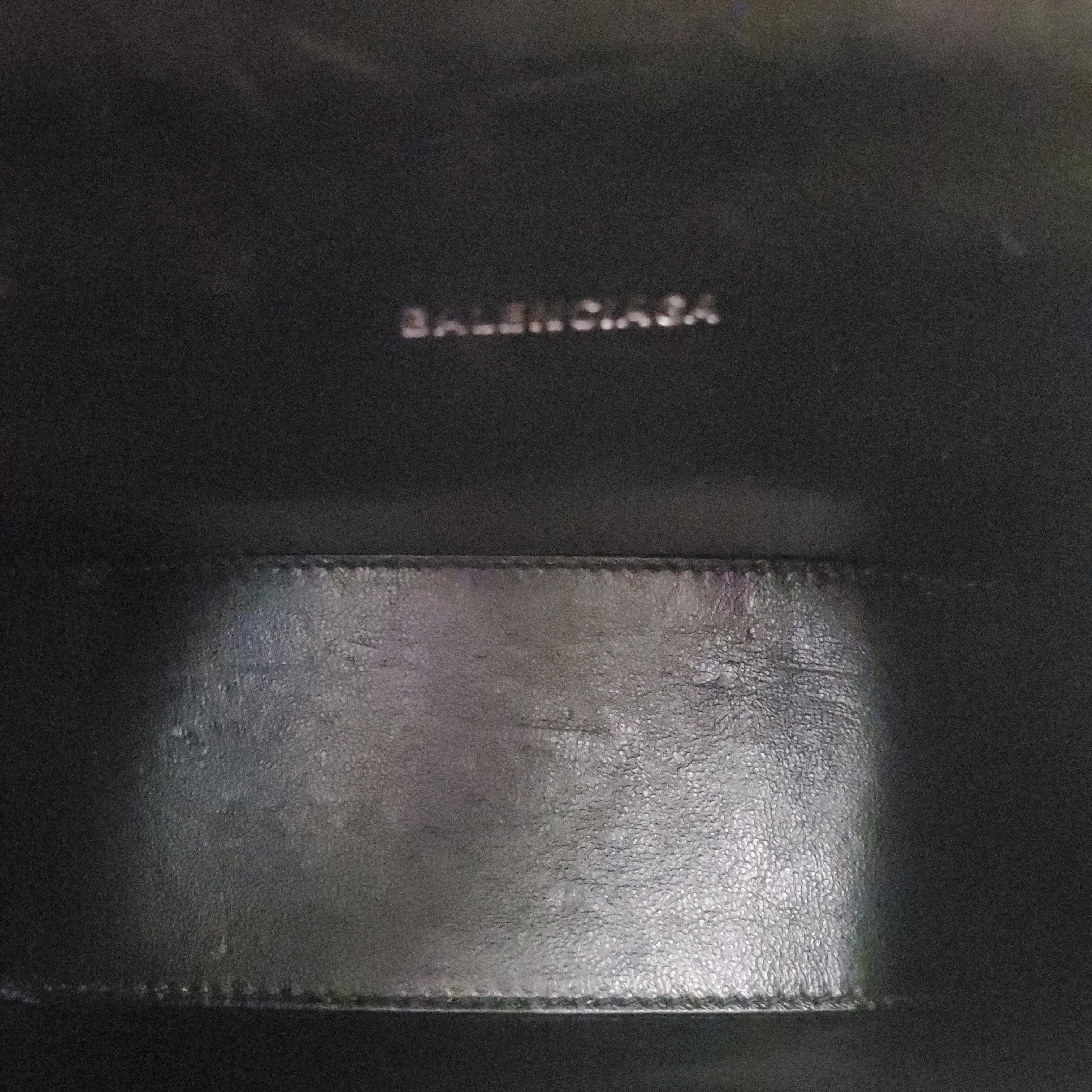 BALENCIAGA SILVER METALLIC CROC-EFFECT HOURGLASS BAG