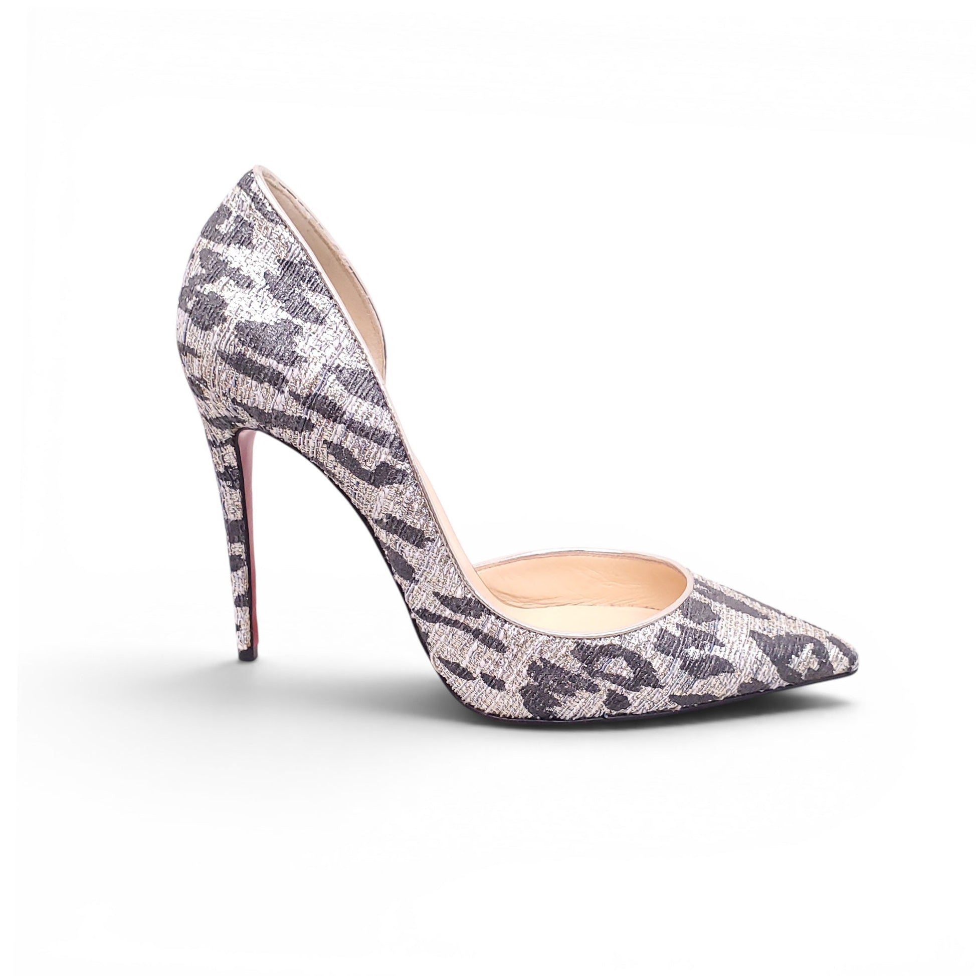 CHRISTIAN LOUBOUTIN LEOPARD METALLIC HEELS - SIZE 38