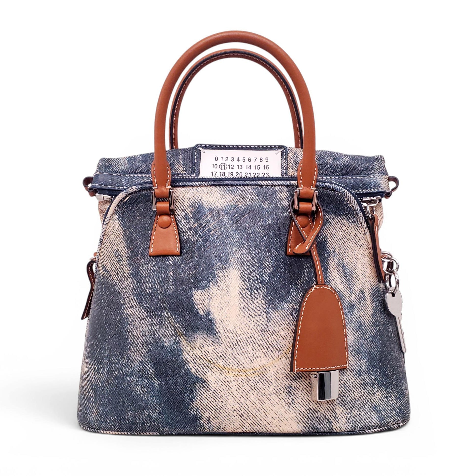 MAISON MARGIELA 5AC CARVED BLEACHED DENIM EFFECT BAG
