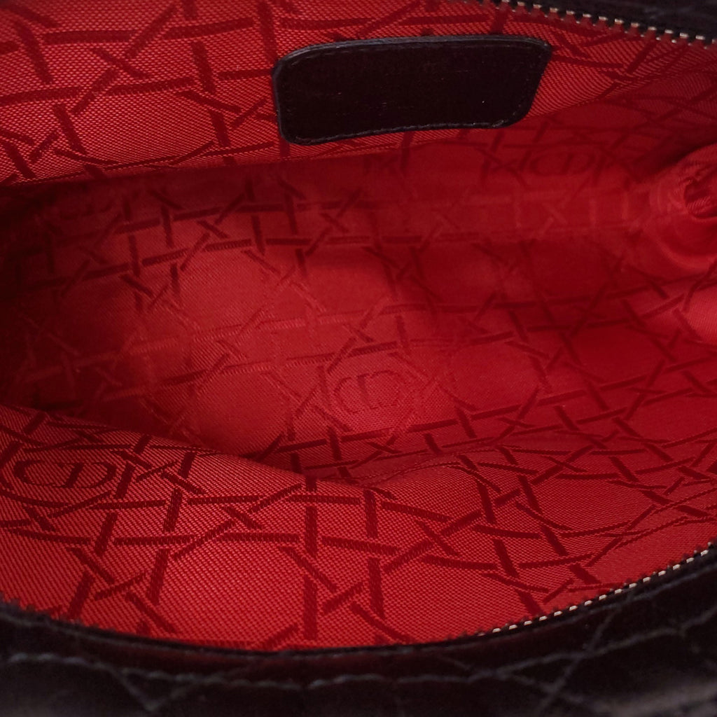 CHRISTIAN DIOR BLACK CANNAGE LEATHER CLUTCH