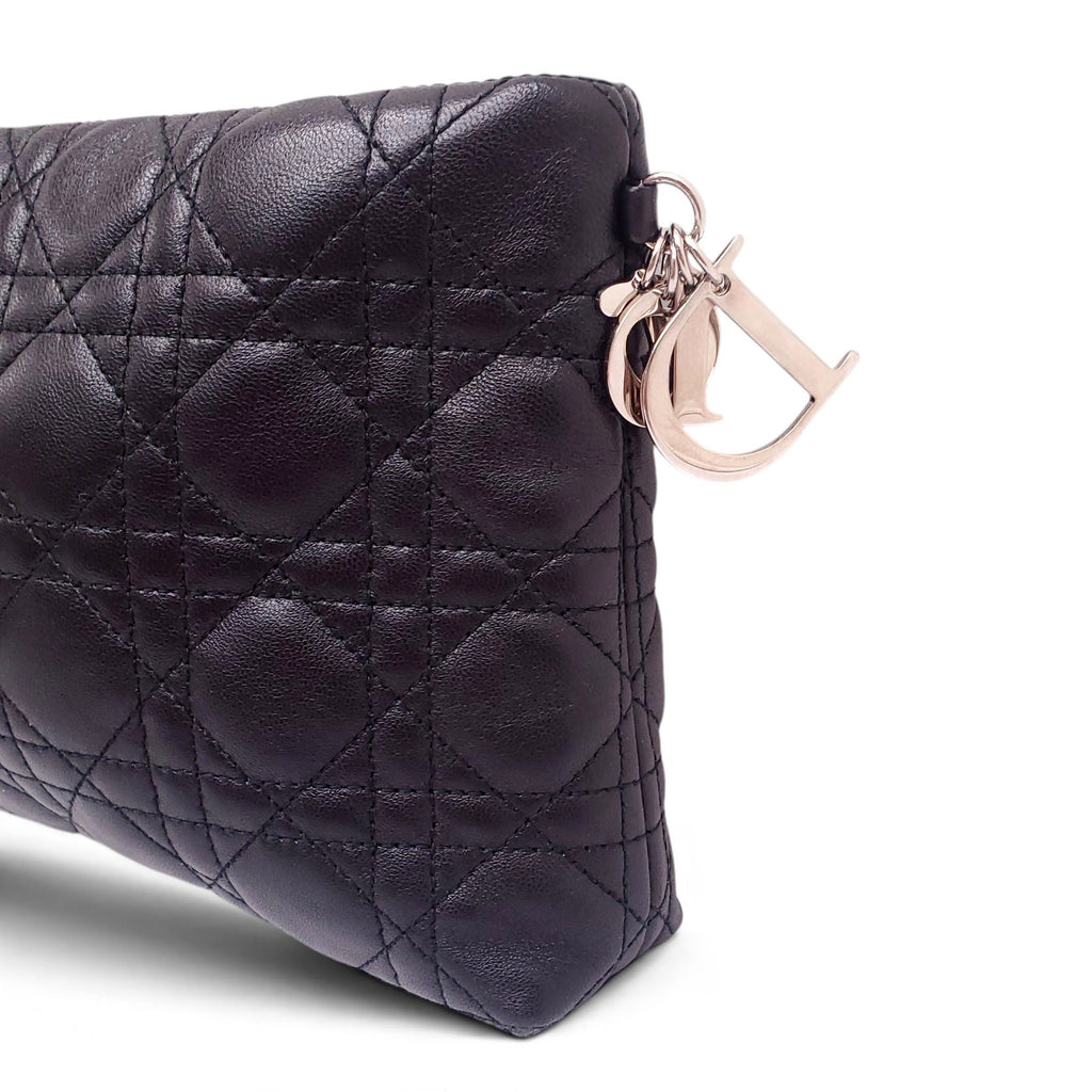 CHRISTIAN DIOR BLACK CANNAGE LEATHER CLUTCH