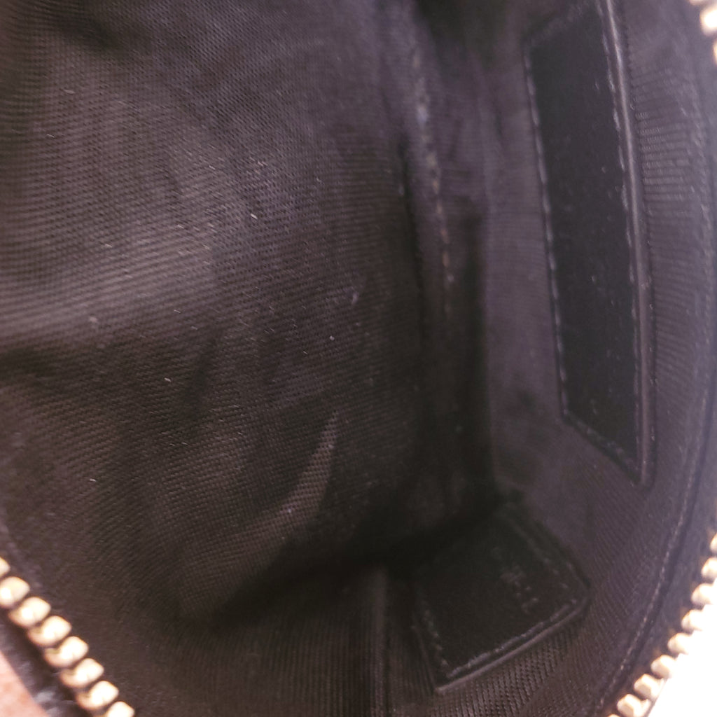 CHRISTIAN DIOR BLACK CANNAGE LEATHER KEYCHAIN WITH LOGO