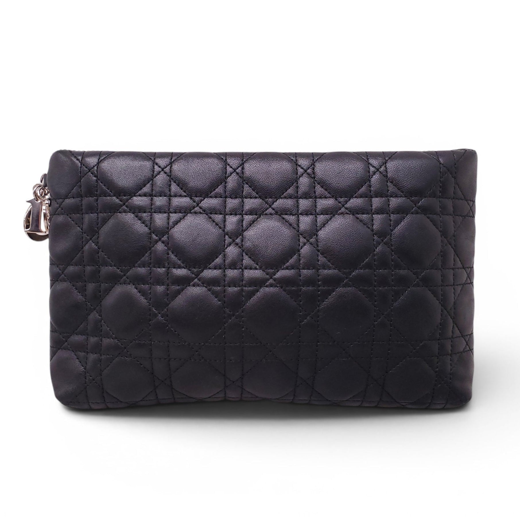 CHRISTIAN DIOR BLACK CANNAGE LEATHER CLUTCH