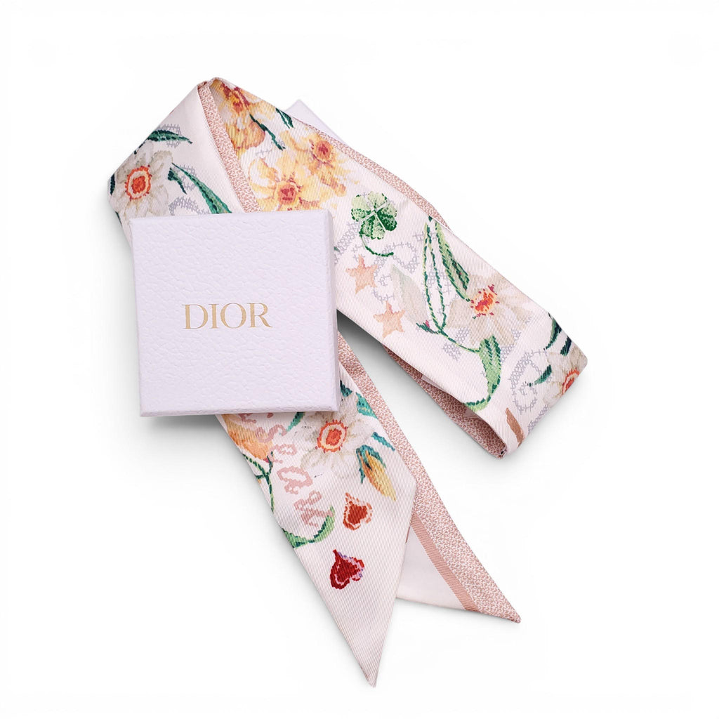 CHRISTIAN DIOR FLORAL PATTERNED TWILLY SCARF