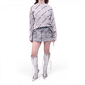 BALENCIAGA SILVER CRYSTAL LOGO BLOUSE - SIZE S