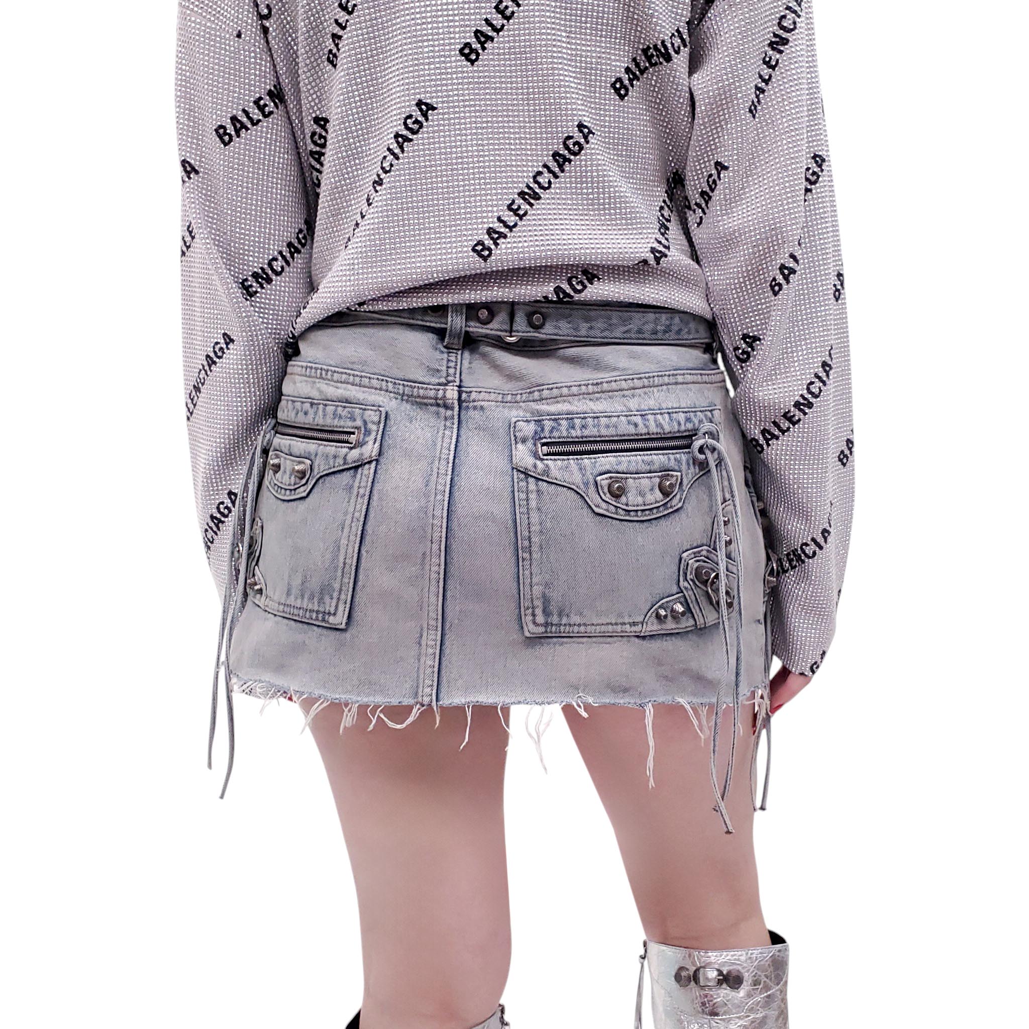 BALENCIAGA CAGOLE DENIM MINI SKIRT - SIZE 42