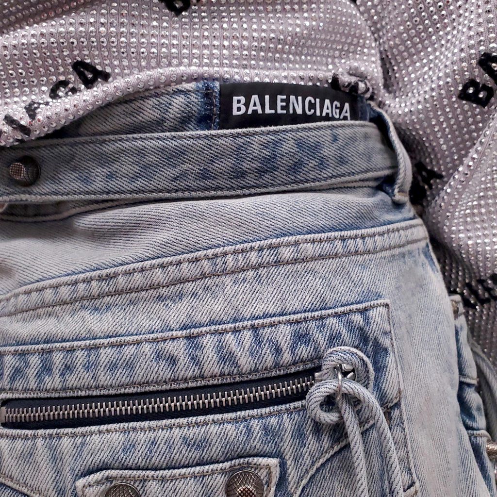 BALENCIAGA CAGOLE DENIM MINI SKIRT - SIZE 42