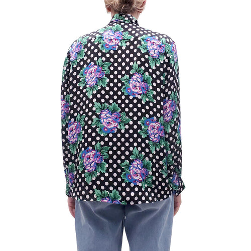 BALENCIAGA OVERSIZED FLORAL POLKA DOT BLOUSE - SIZE 36