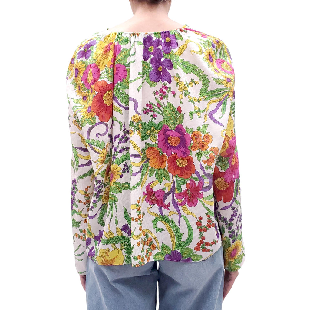 BALENCIAGA OVERSIZED FLORAL SHIMMER BLOUSE - SIZE 36