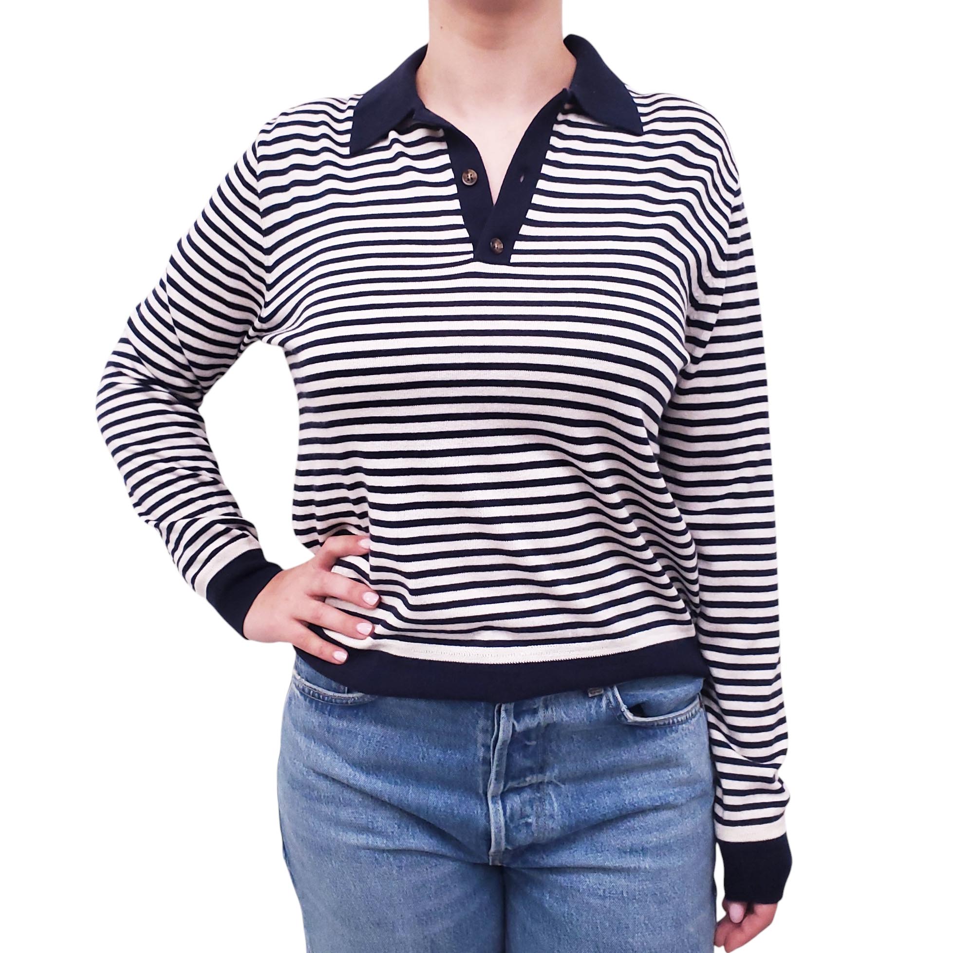 LA LIGNE STRIPED CASHMERE BLEND CARDIGAN - SIZE XS