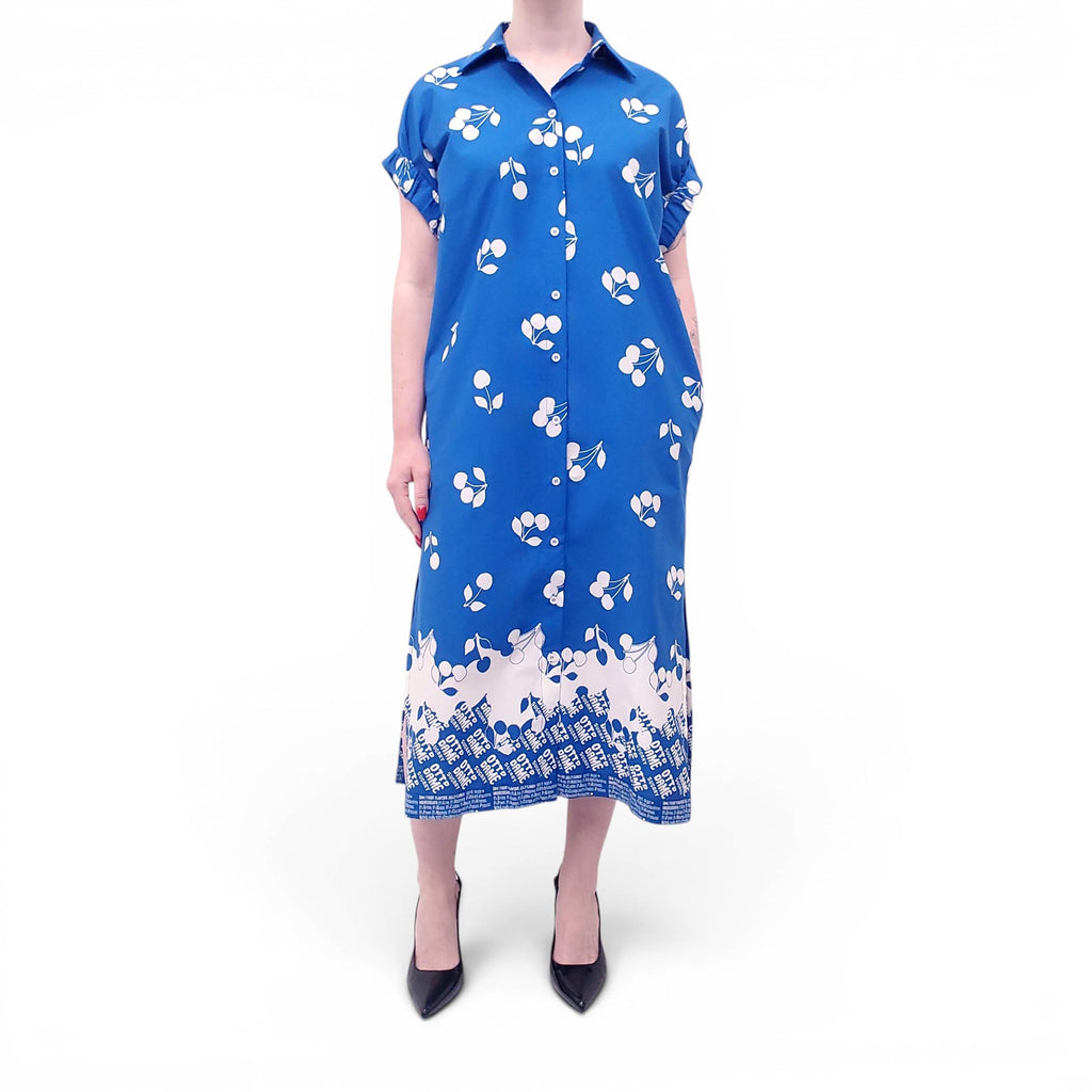 OTTOD’AME BLUE PATTERNED COTTON DRESS - SIZE 2