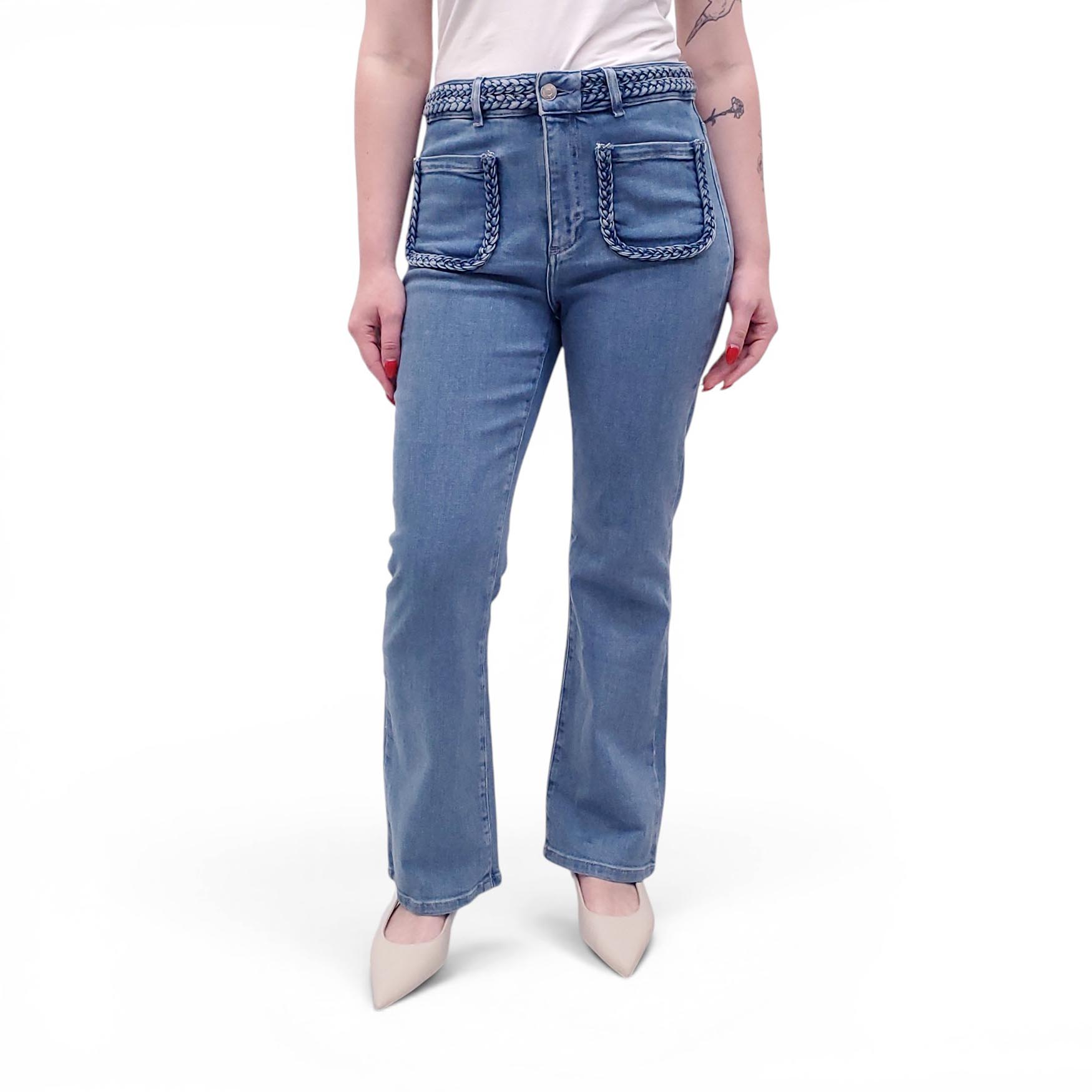 MAJE JEANS WITH BRAIDED DETAIL - SIZE 40