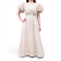 AJE IVORY AND GOLD 'PATINA' LACE MIDI DRESS - SIZE US 6