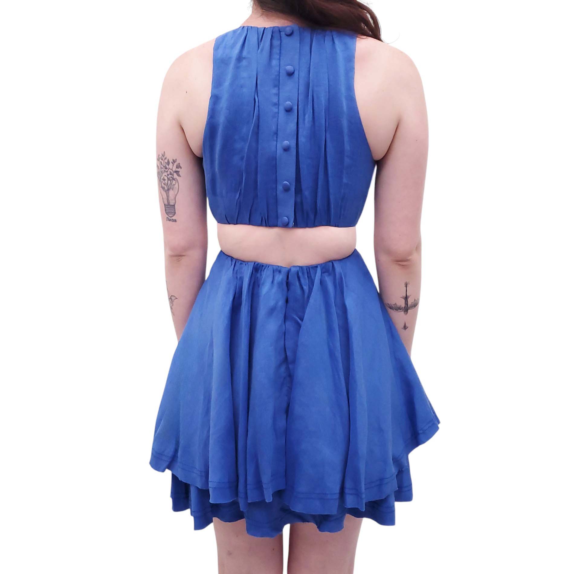 aje blue dress Women's Canyon Gown | Cloud | Size 6 Immerse yourself in sheer elegance with the Selestia Pale Blue Strapless Tiered Gown Aje Dress (Blue) - M