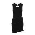 AJE BLACK 'UNDULATING' CUTOUT MINI DRESS - SIZE XS