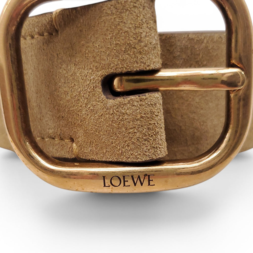 LOEWE SUEDE BELT WITH GOLD BUCKLE - SIZE 75