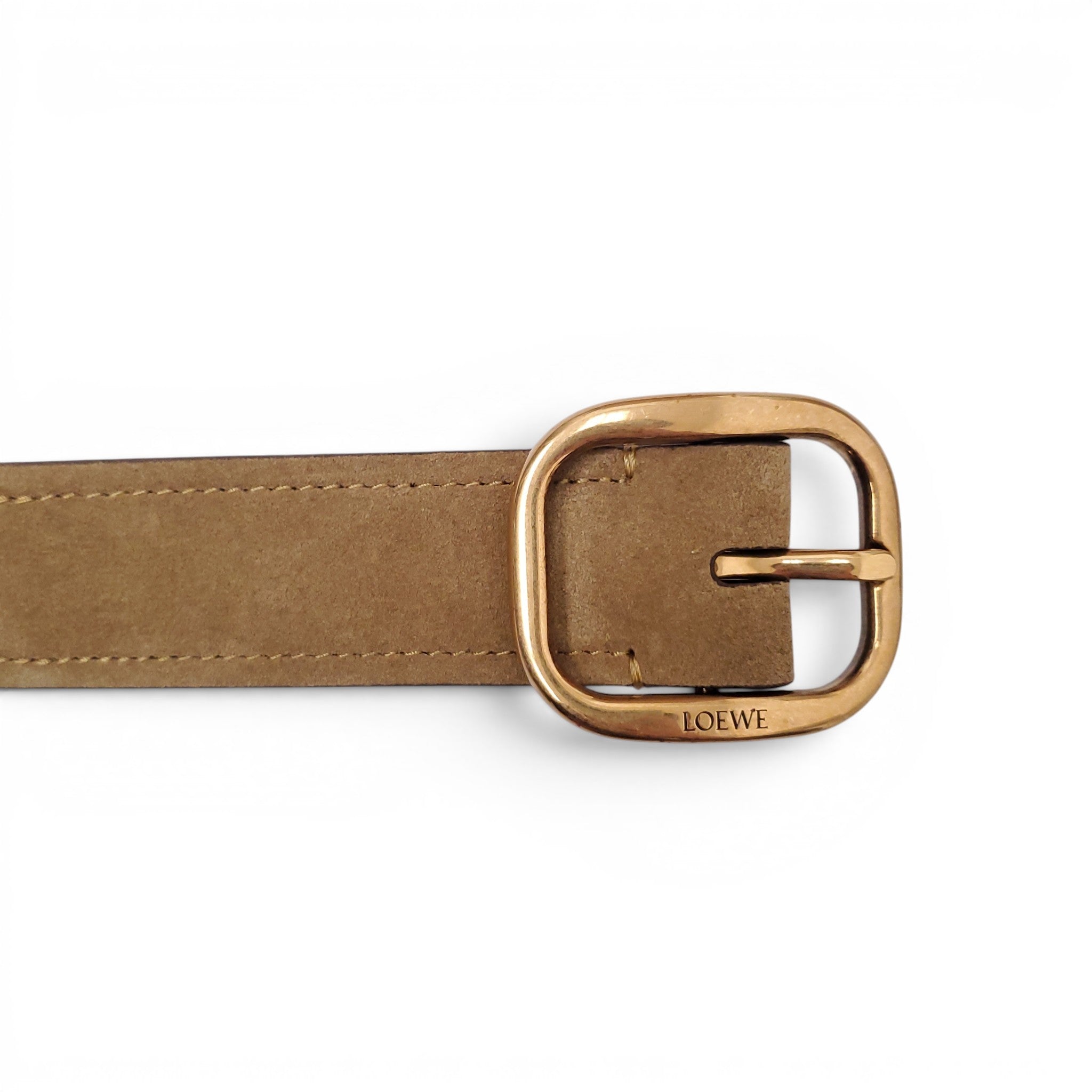 LOEWE SUEDE BELT WITH GOLD BUCKLE - SIZE 75