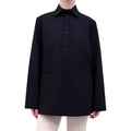 TOTEME BLACK COTTON TWILL BUTTON UP SHIRT WITH POCKETS - SIZE 36