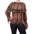 SAINT LAURENT LEOPARD PRINT RUFFLE TOP - SIZE 34