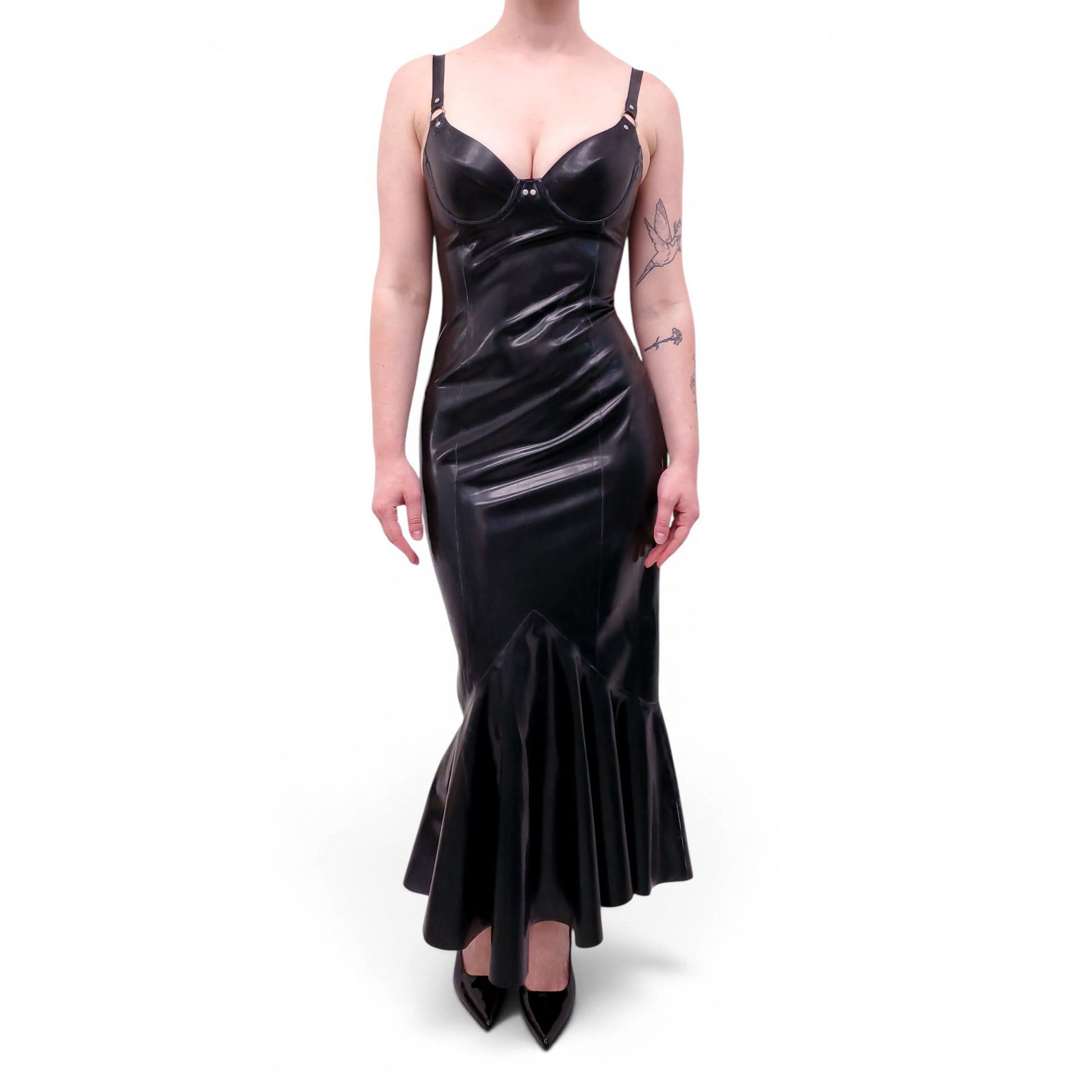 SAINT LAURENT BLACK LATEX DRESS - SIZE 36