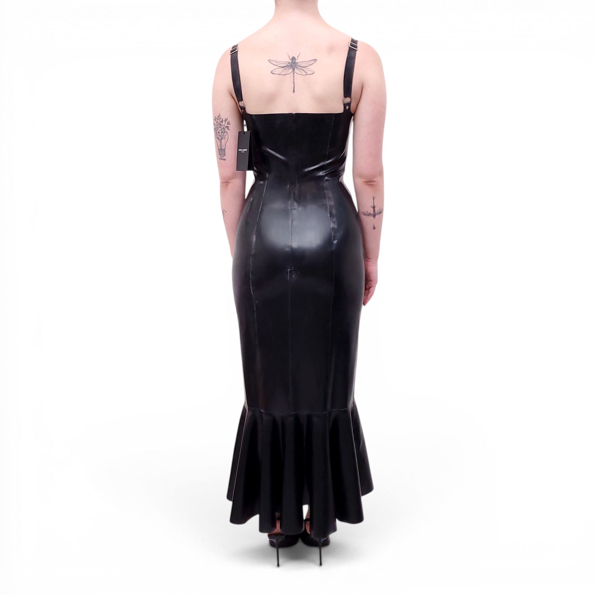 SAINT LAURENT BLACK LATEX DRESS - SIZE 36