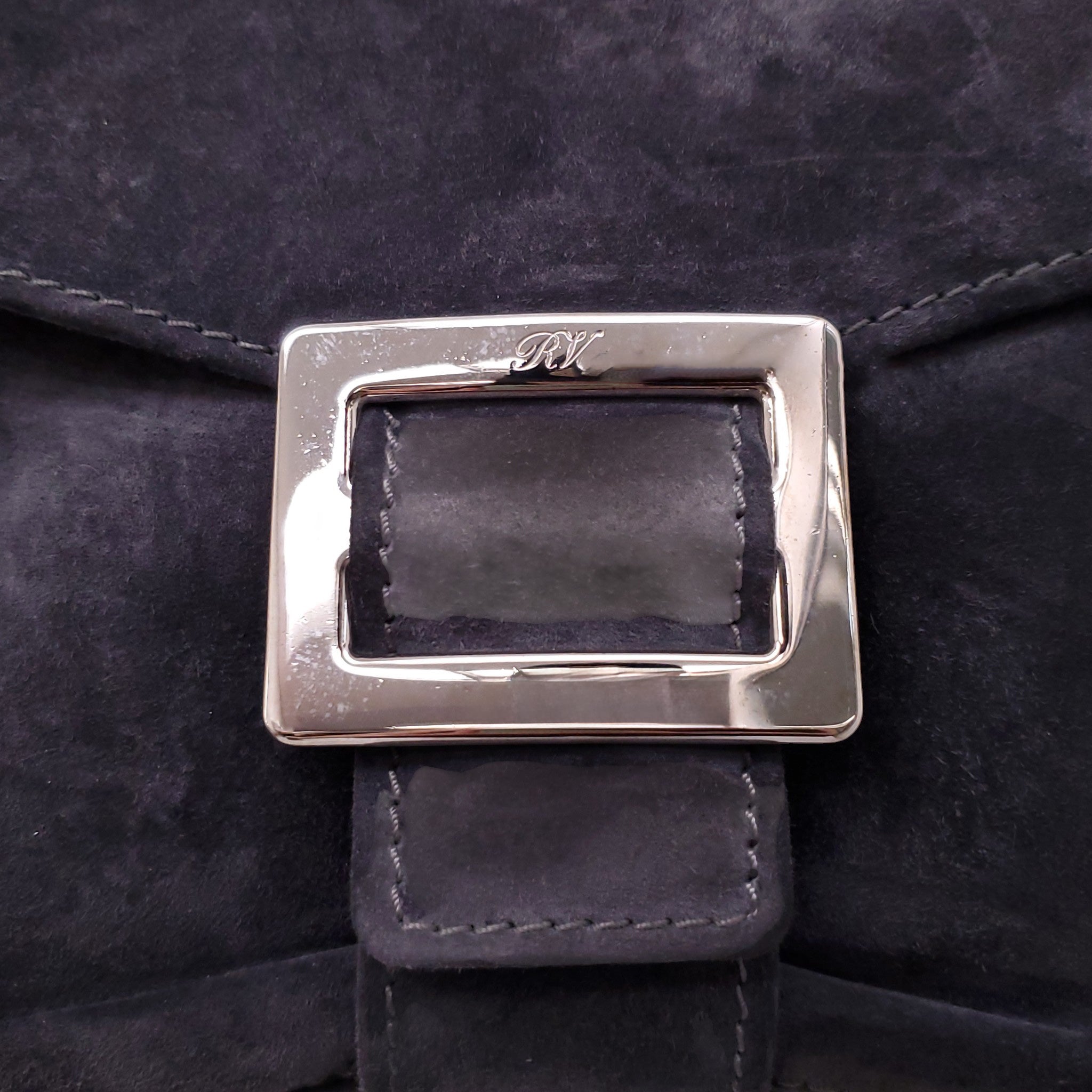ROGER VIVIER GREY SUEDE METRO SHOULDER BAG