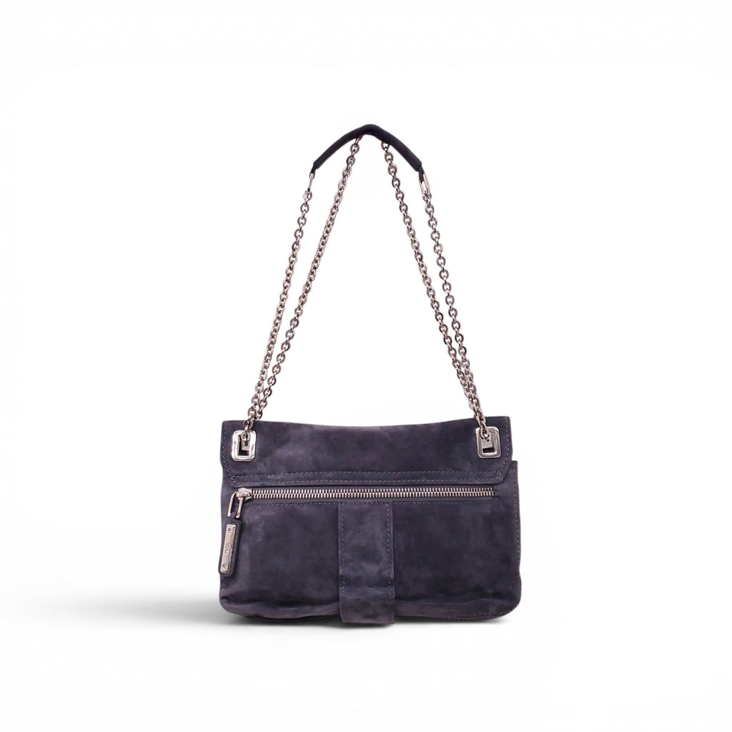 ROGER VIVIER GREY SUEDE METRO SHOULDER BAG
