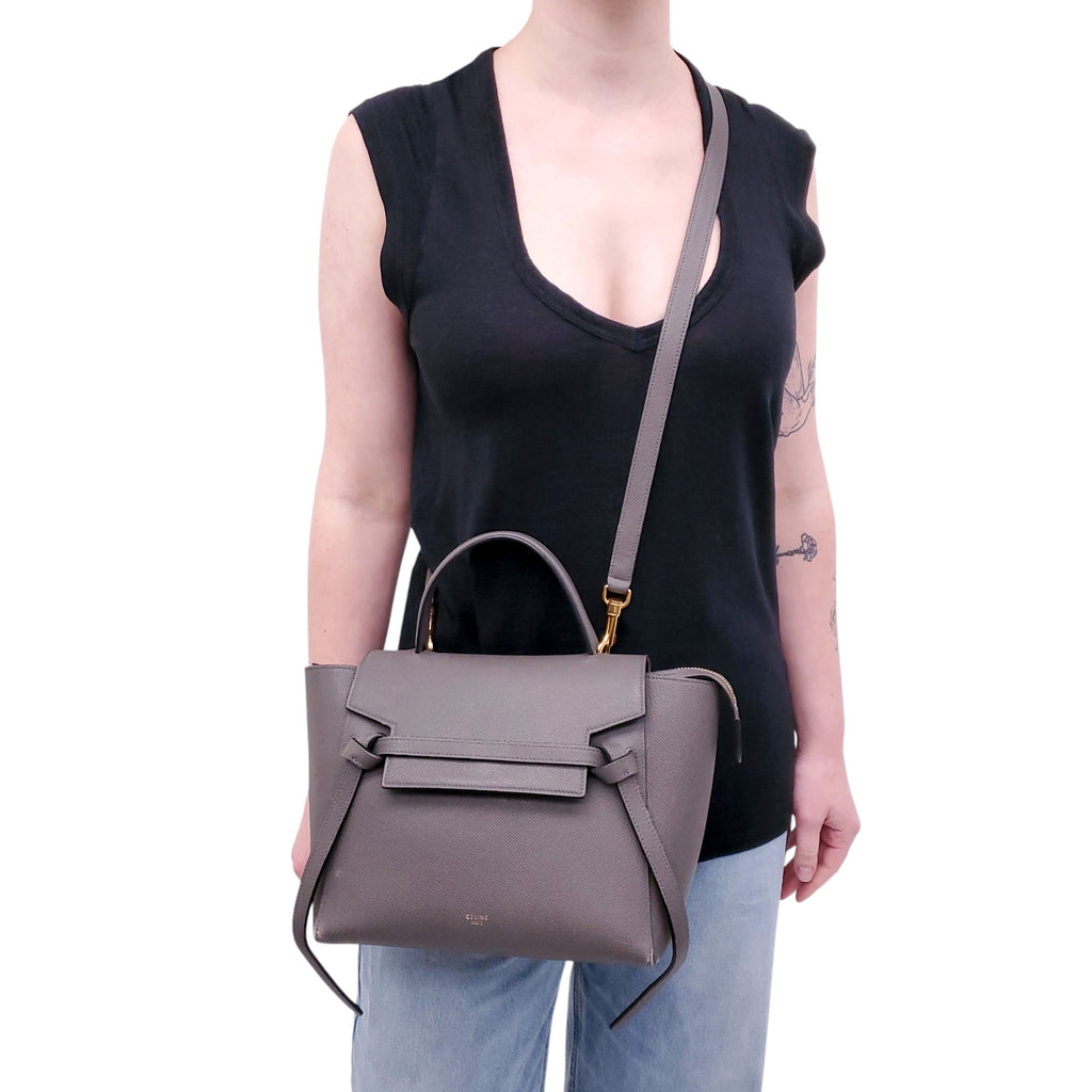 CELINE GREY LEATHER BELT BAG