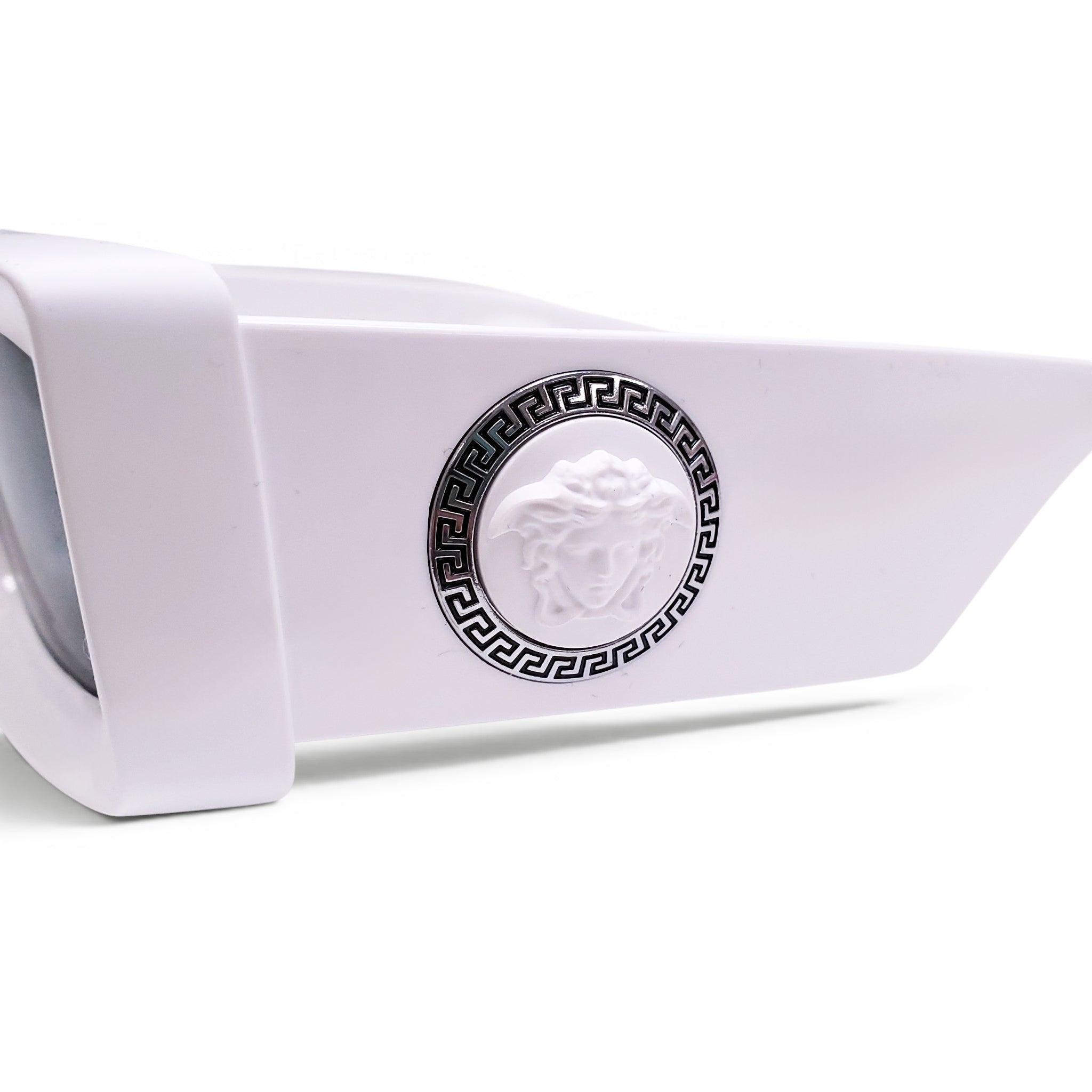 VERSACE WHITE RECTANGULAR SUNGLASSES WITH MEDUSA LOGO