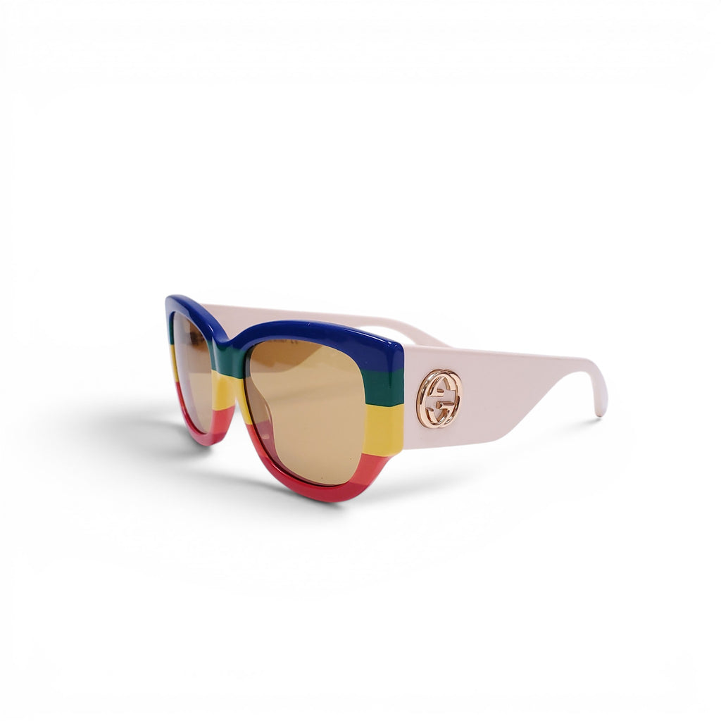 GUCCI RAINBOW SUNGLASSES WITH GOLD LOGO DETAIL