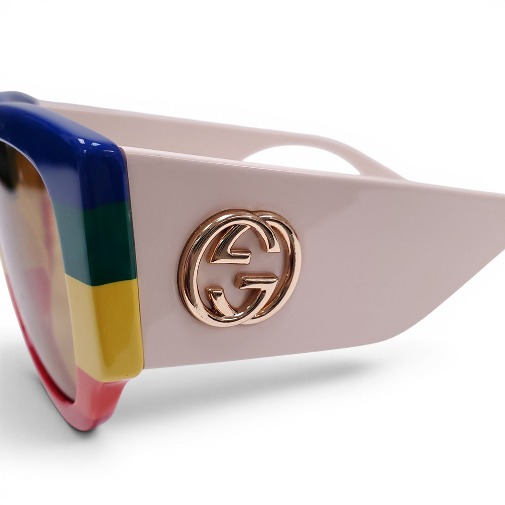 GUCCI RAINBOW SUNGLASSES WITH GOLD LOGO DETAIL