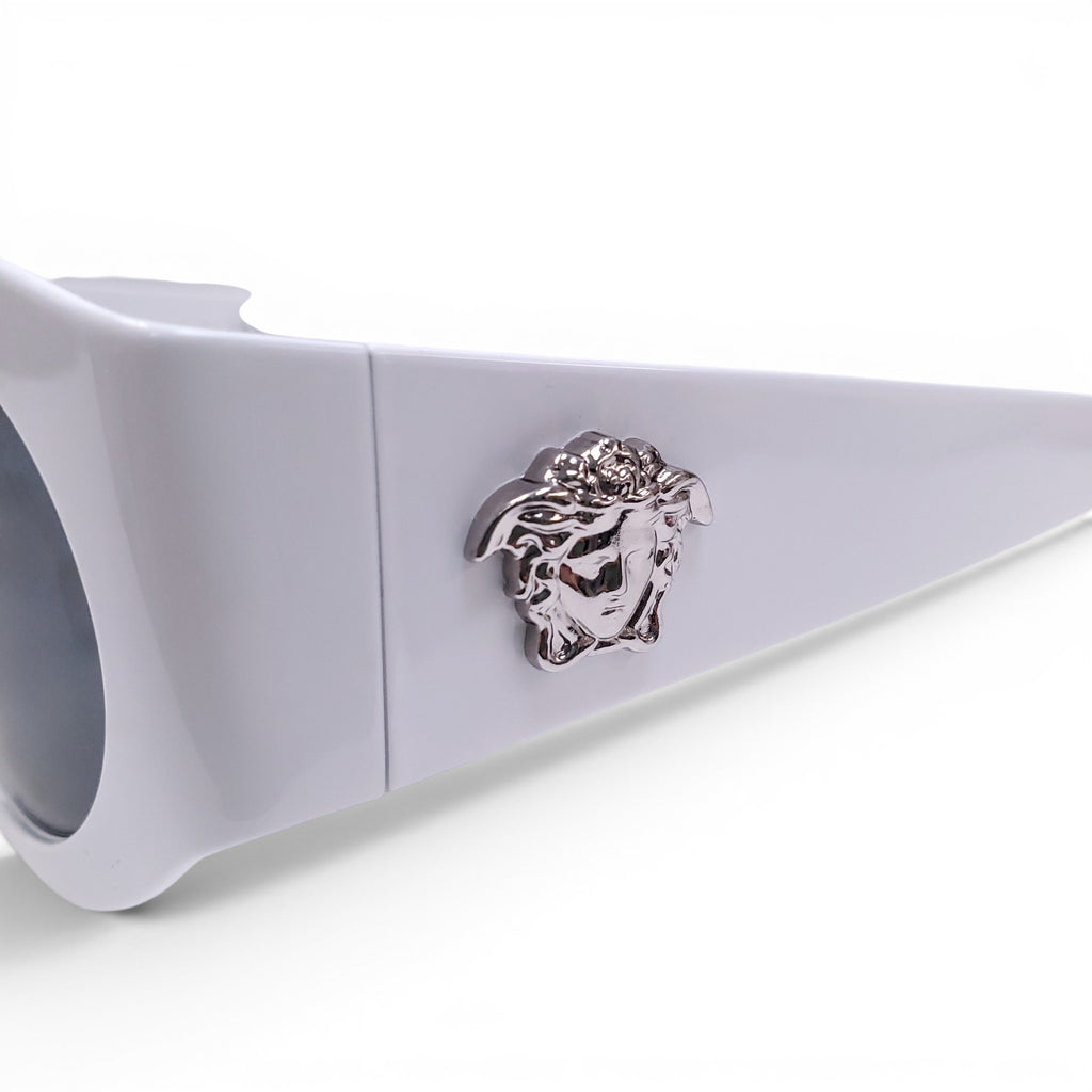 VERSACE WHITE METAL FRAME SUNGLASSES WITH MEDUSA LOGO